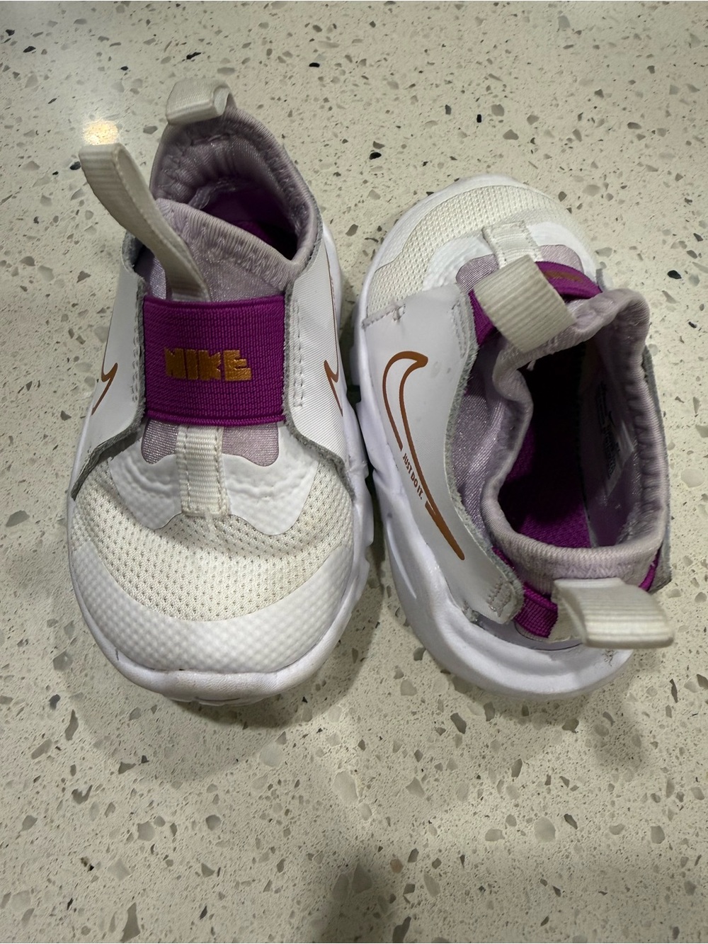 Nike Flex Runner 2 Toddler Shoes White Purple Metallic Copper 4C DJ6039-101